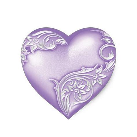 Heart Scroll Lilac W White Heart Sticker Heart Stickers