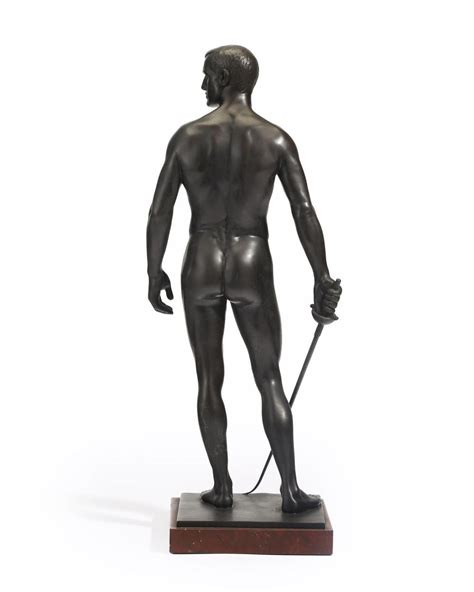 Oscar Bodin 1868 1940 German Standing Nude Fencer Dar