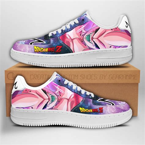 Cute minimalist forces with purple tone flowers on the swoosh and front panel Majin Buu Dragon Ball Z Anime Nike Air Force Shoes