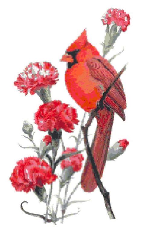 Ohio State Bird And Flower Counted Cross Stitch Pattern Etsy Cross