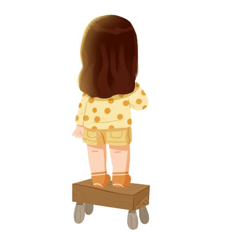 캐릭터 일러스트 귀여운 의자 에 서 있 는 여자 뒷모습 디자인 만화 아름다운 신선한 Png 일러스트 및 Psd 이미지 무료 다운로드 Pngtree