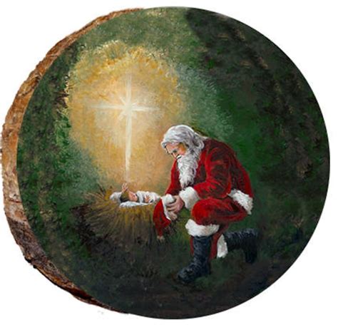 Santa Kneeling At Manger Dx134 Etsy