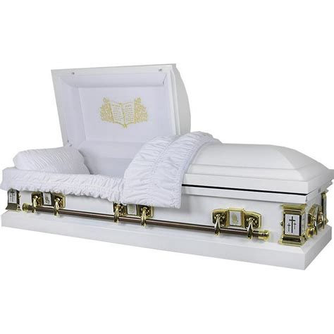 Overnight Caskets Funeral Casket White Cross With White Interior
