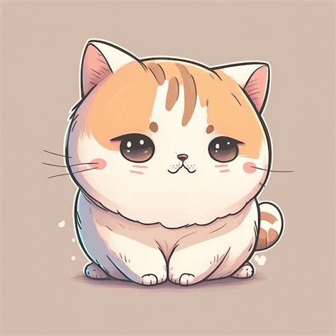 Cute Kawaii Ilustración Gatito Gato Naranja Foto Premium