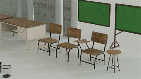 3d Model School Assets Vr Ar Low Poly Cgtrader