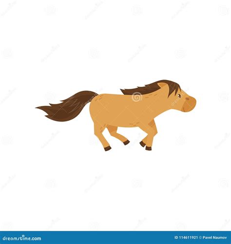 Beautiful Brown Horse Pony Jumping Vector Illustration On A White