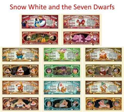 Snow White And 7 Dwarfs Full Set All 8 Million Dollar Funny Money Bills