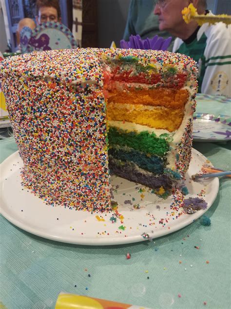 Rainbow Sprinkle Cake I Made For My Nieces 3rd Birthday Rbaking