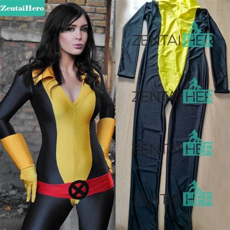 Free Shipping Dhl 2017 Black Yellow X Men Kitty Pryde Shadowcat Superhero Costume Spandex