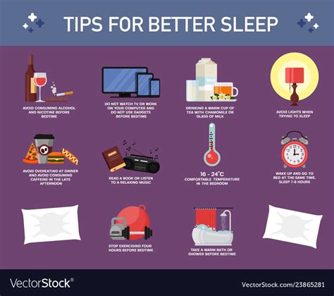 Tips For Better Sleep Flat Style Design Royalty Free Vector