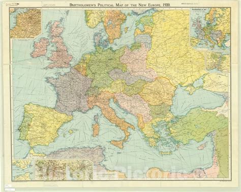 Map Europe 1920 Bartholomews Political Map Of The New Europe 1920