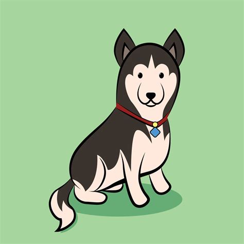 Cute Cartoon Vector Illustration Of A Siberian Husky Dog 2370583 Vector