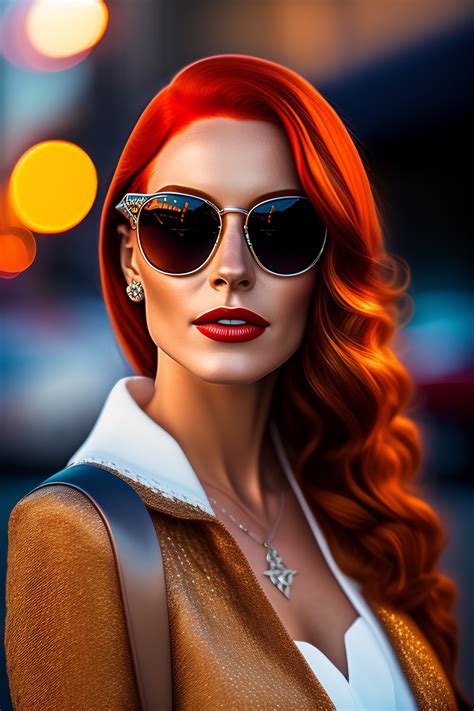 Lexica Closeup Of A Beautiful Redhead White Woman Wearing Sunglasses
