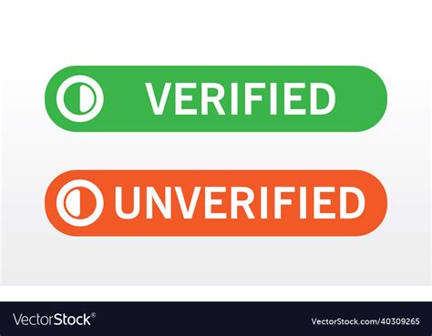Verified And Unverified Sign Button In Green Vector Image
