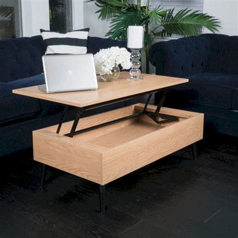 The rectangular table is made from solid mango wood and is supported by four hairpin legs with a gold finish for some retro vibes. Wood Lift Top Coffee Table With Storage (Wood Lift Top ...