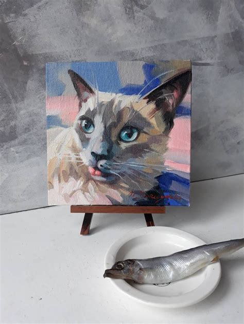 Cat Siamese Portrait Oil Painting Canvas Art Original Custom Etsy