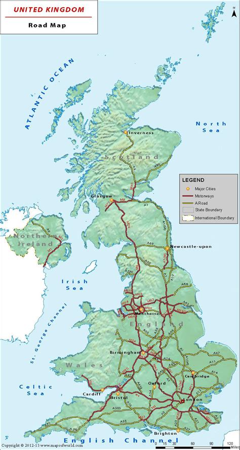Great Britain Highway Map Britain Highway Map Northern Europe Europe