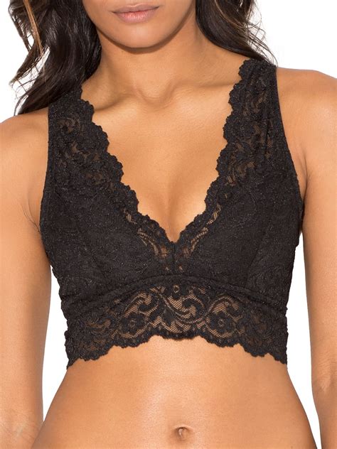 Smart And Sexy Womens Signature Lace Deep V Bralette 1 Black Hue X Large
