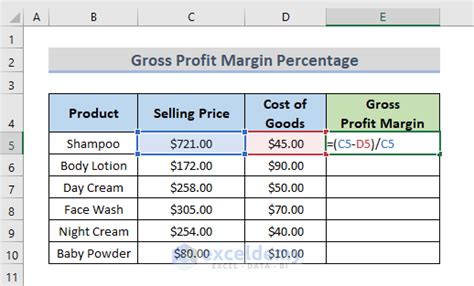 How To Calculate Gross Profit Margin Percentage With Formula In Excel