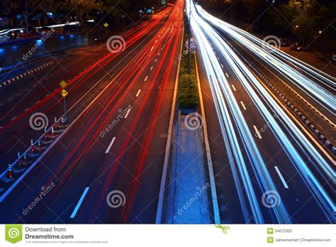 Traffic With Blurred Traces From Cars Stock Photo Image Of Background