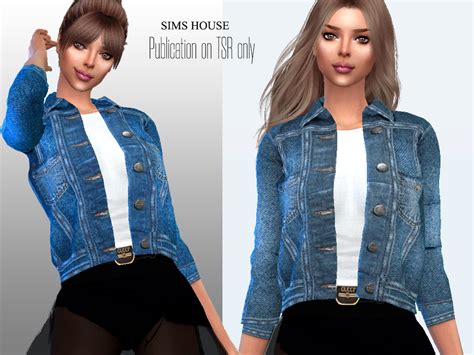 Womens Denim Jacket With White T Shirt By Sims House From Tsr Sims 4