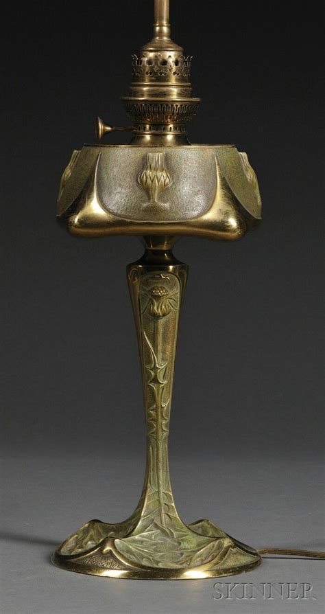 French Art Nouveau Patinated Bronze Kerosene Table Lamp Early 20th