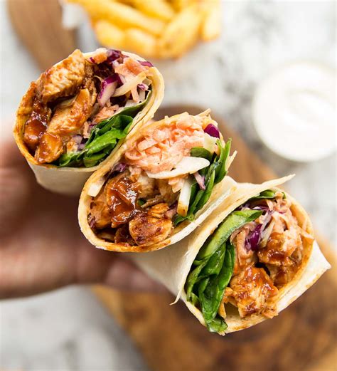 These Homemade Bbq Chicken Wraps Are Truly Bursting With Flavour Served With A Homemade Tangy