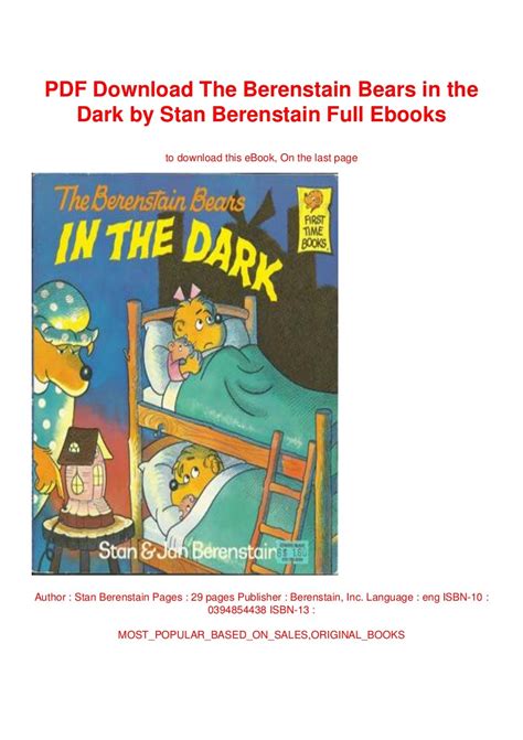 Pdf Download The Berenstain Bears In The Dark By Stan Berenstain Full