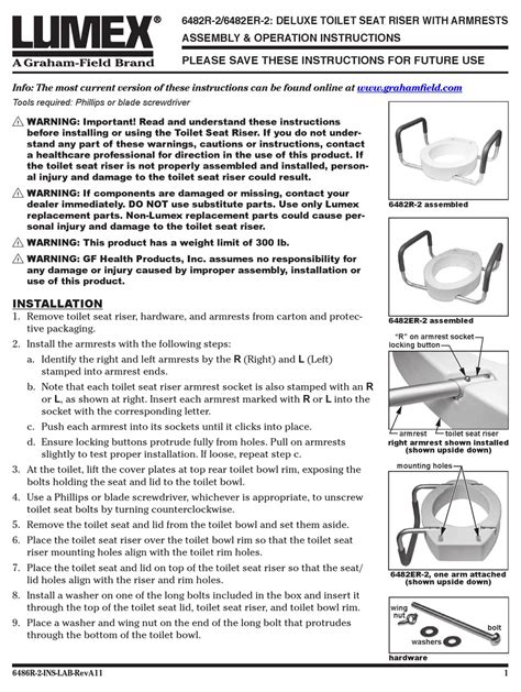 Graham Field Lumex 6482r 2 Assembly And Operation Instructions Pdf