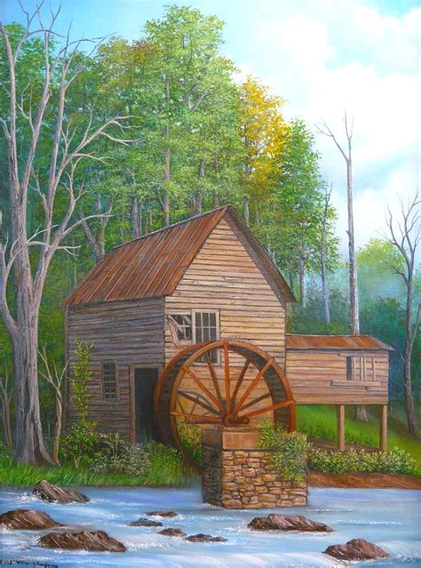 Loudermilk Grist Mill In Georgia Painting By Vivian Eagleson