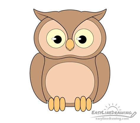 How To Draw An Owl Step By Step Easylinedrawing In 2021 Owls