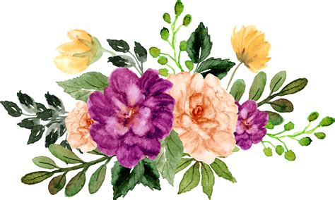 Hand Drawn Autumn Purple And Peach Peonies Floral Arrangement 10259846 Png