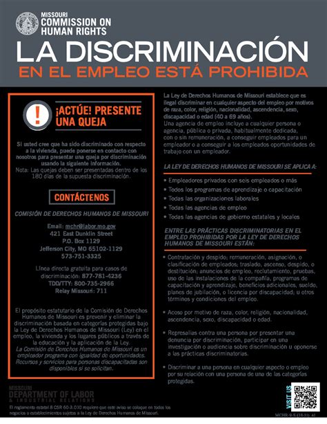 Free Missouri Missouri Employment Discrimination Spanish Labor Law Poster 2024