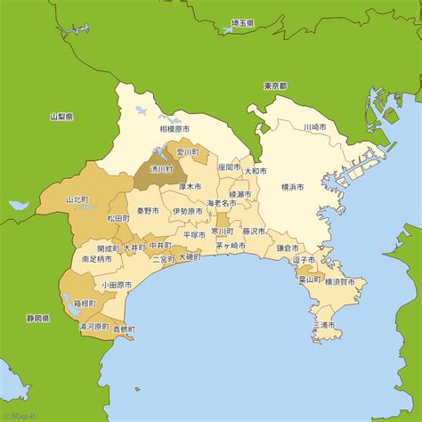 創業年の信頼と首都圏36舗のネットワーク 東京・神奈川・千葉・埼玉の不動産売買・賃貸なら東日本住宅 (c) higashinihon jutaku co.,ltd. 神奈川県の地図 | Map-It マップ・イット