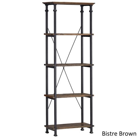 Modern Rustic Bookcase Tall Narrow Vintage Industrial 4 Tier Pine Wood