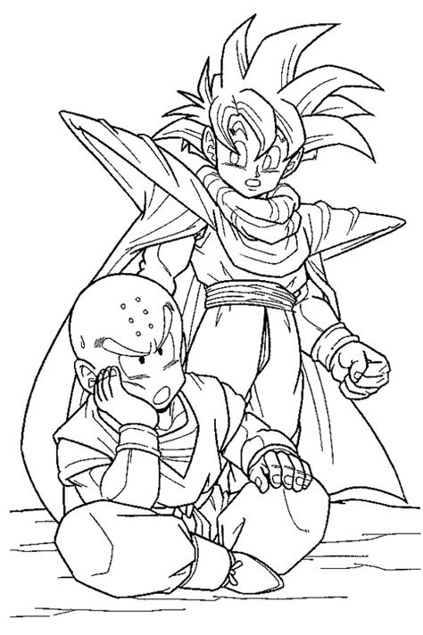 Kid gohan cell games coloring pages. Krillin And Gohan Waiting For Cell In Dragon Ball Z Coloring Page : Kids Play Color