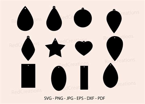 Teardrop Earrings Svg Leather Template Graphic By Redcreations