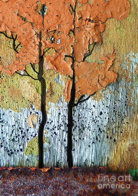Abstract Fall Trees Mixed Media By Sharon Eng
