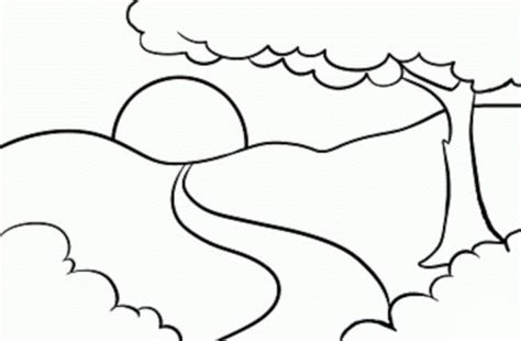 Nice Sunrise Landscape Coloring Pages Easy Coloring Pages Black And