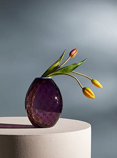 Large Oval Purple Glass Vase La Doublej Simons