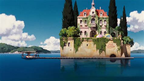 Mansions Landscape House Castle Anime Porco Rosso Sea Water