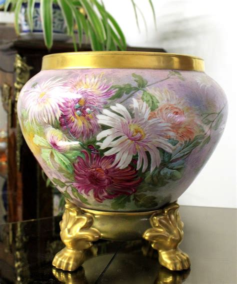 Limoges Jardiniere/Planter/Vase with hand painted colorful from rive