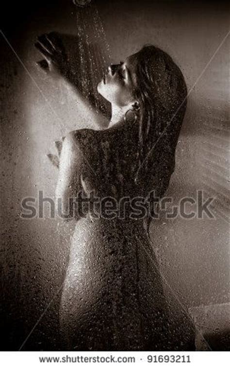 Beautiful Woman Taking A Hot Shower Focus On Glass By Jeff Thrower Via