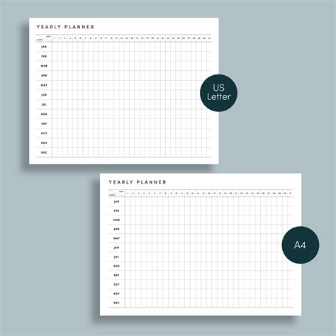 Yearly Planner Printable Printable Yearly Planner Yearly Etsy