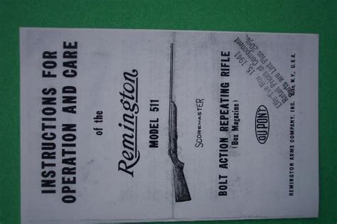 Remington Model 511 Scoremaster Instruction Manual For Sale At