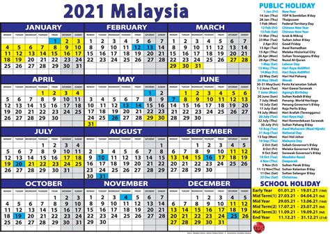 Besides some nationally gazetted common holidays, the official public holidays (and bank holidays) in malaysia may vary from state to state. CALENDAR- 2021 MALAYSIA - KALENDAR 2021 MALAYSIA