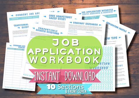 Printable Job Application Workbook Career Planner Job