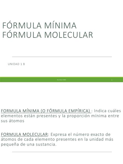 Formula Minima Y Molecular Pdf Mole Unidad Cantidad