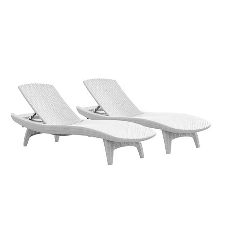 Keter Pacific Chaise Sun Lounger 2 Pack Adjustable Resin Outdoor