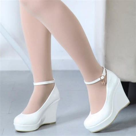 Featuring Faux Leather Upper Pure Colorplatform And Wedge Heels